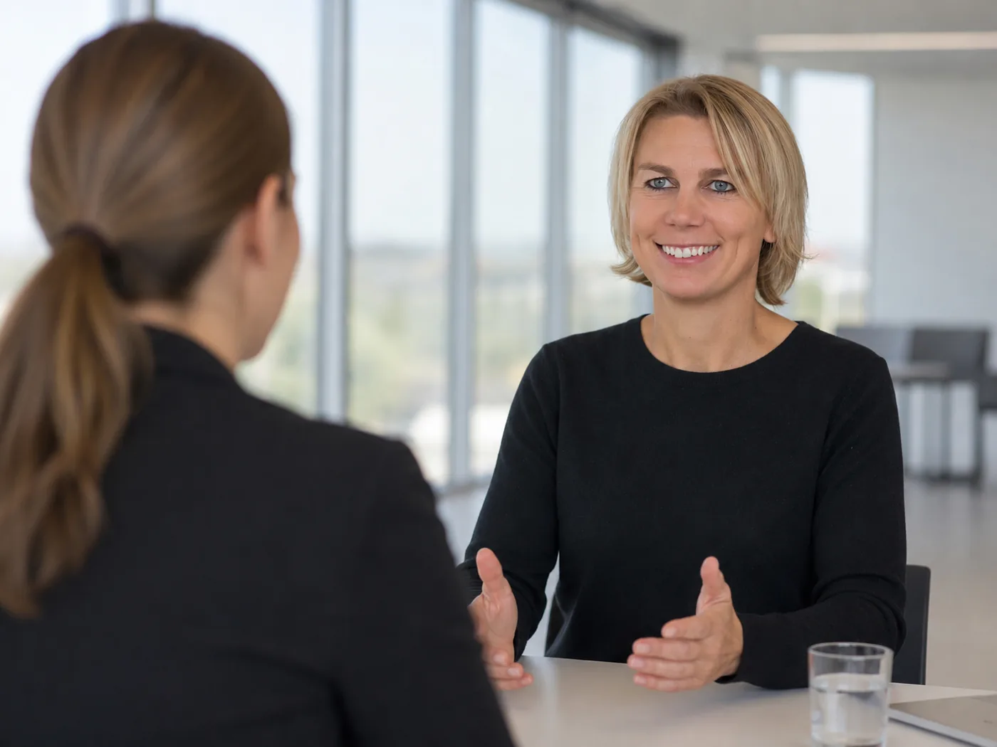 Coaching-Gespräch zwischen Jule Kilgus und einer Führungskraft